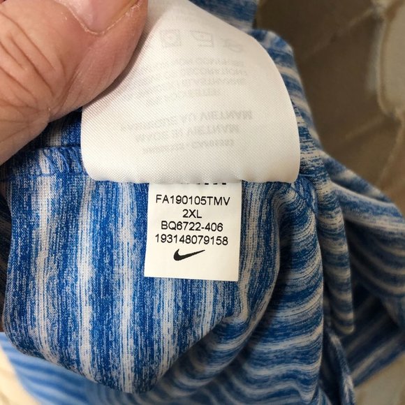 NIKE Dri-FIT ADV Tiger Woods Turquoise Stripe Golf Polo Shirt XXL - Picture 6 of 12